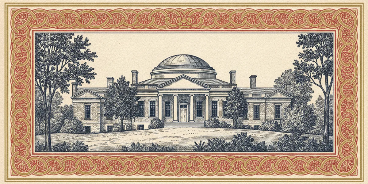 Engraving of a neoclassical domed estate house